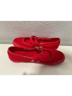 Converse Red Mesh Mary Jane Flats with Double Buckle Straps
